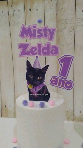 Kit Bandeirola com Foto, Topper e Display com Foto Gato - Imagem 2