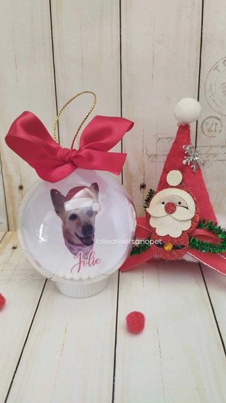 Esfera Bolinha de Natal com Foto Carinha Pet Cachorro