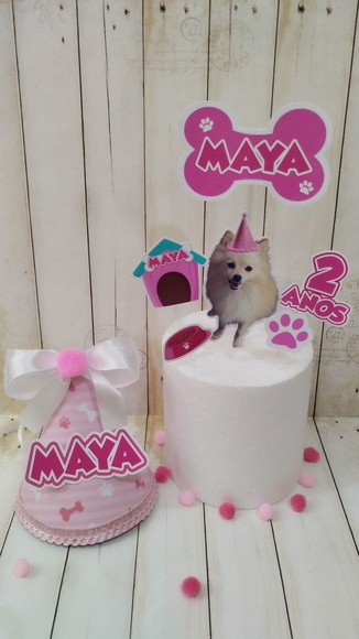 Kit Chapeuzinho e Topper para Bolo Aniversário Cachorro