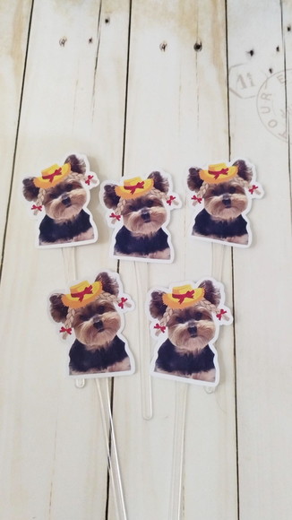 Topper para Docinhos Festa Junina Cachorro com Chapeuzinho