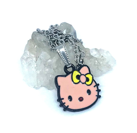 Corrente Aço Inox Pingente Gatinha Rosa