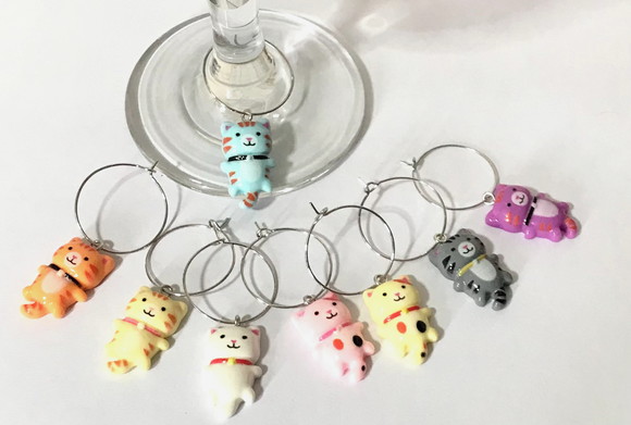 Marcadores de Taça Gatos com 8 Gatinhos Resina