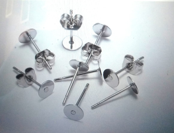 Base Brinco Pino 10 ou 12 mm Aço Inoxidável 20 Pares