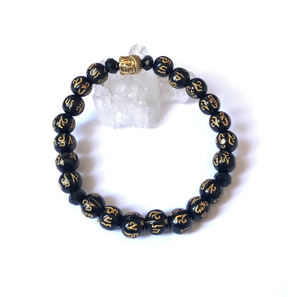 Pulseira Japamala 27 Contas Mantra de Buda e Meru Buda