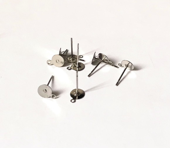 Base Brinco Pino 6 mm 1 Saida Aço Inoxidável com 10 Pares