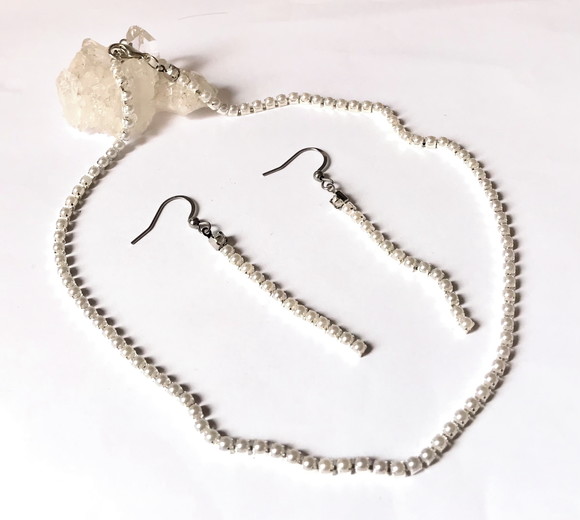 Conjunto Choker Colar e Brincos com Perola Abs