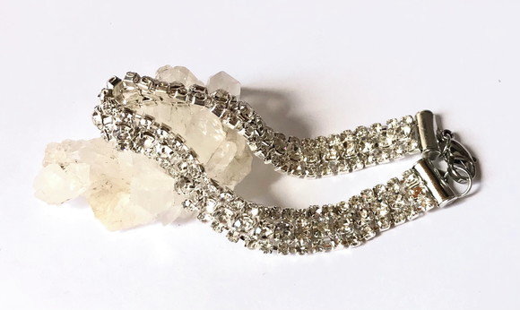 Tornozeleira Prateada com Strass 3 Linhas