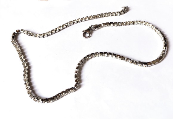 Choker Colar Corrente em Aço Inoxidável com Zirconias