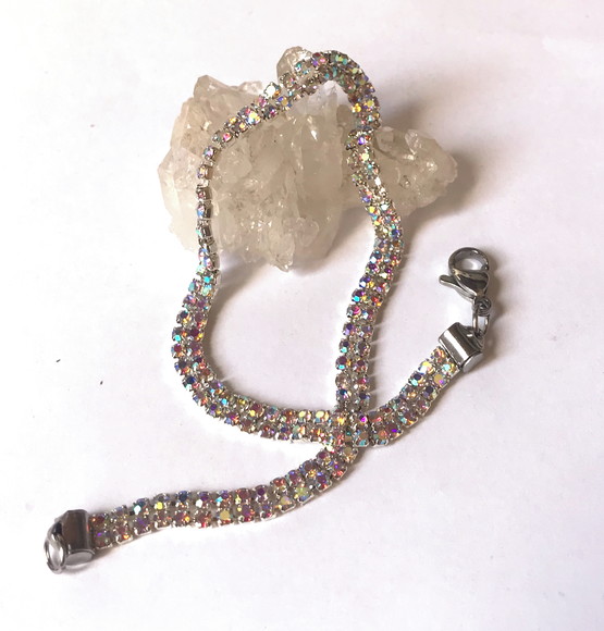 Tornozeleira Prateada com Strass 2 Linhas