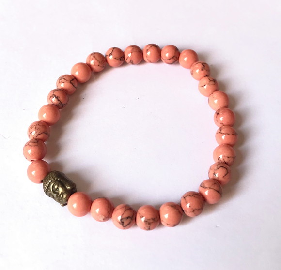 Pulseira Japamala 27 Contas Howlita e Meru Buda