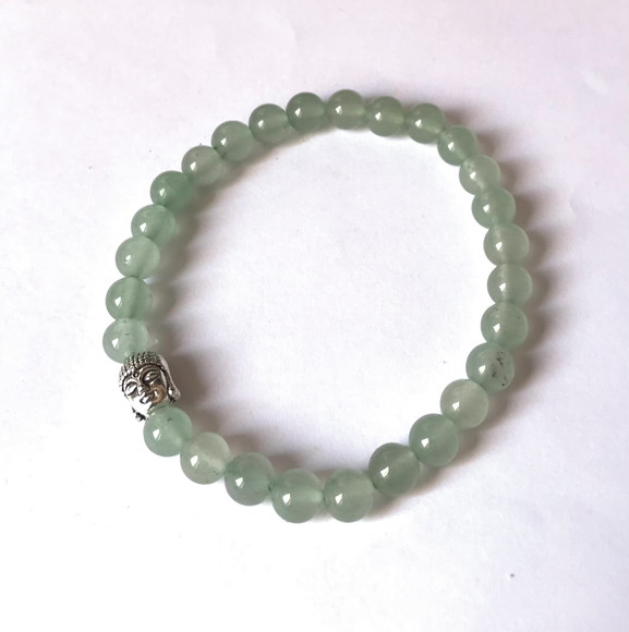 Pulseira Japamala 27 Contas Quartzo Verde e Meru Buda
