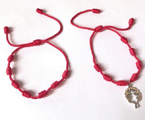 Pulseira Vermelha 7 Nós Kabbalah Sorte e Protecao Kit com 2