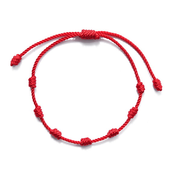 Pulseira Vermelha 7 Nós Kabbalah Sorte e Protecao Kit com 3
