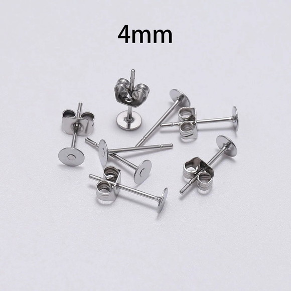 Base Brinco Pino 4 mm Aço Inoxidável com 10 Pares