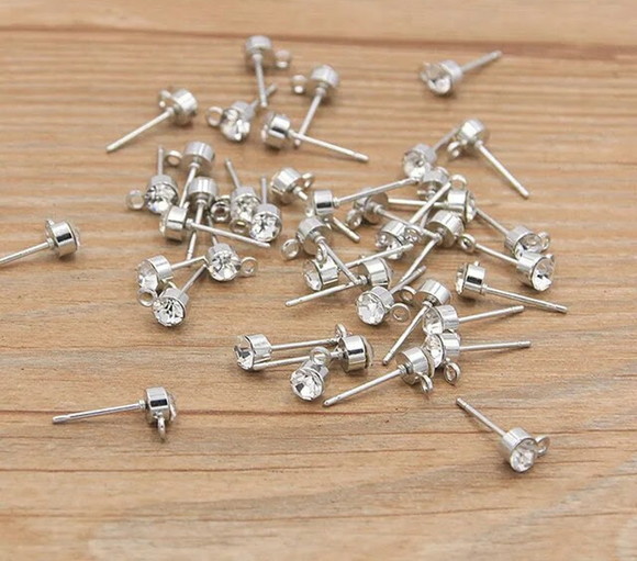 Base Brinco Metal 1 Saída com Strass com 12 Pares
