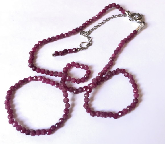 Choker Colar com Rubi Indiano Facetados e Aço Inox - Imagem 4