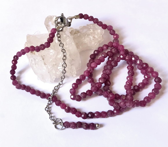 Choker Colar com Rubi Indiano Facetados e Aço Inox - Imagem 3