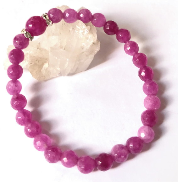 Pulseira Japamala 27 Contas Turmalina Rosa e Meru