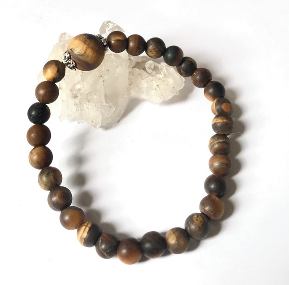 Pulseira Japamala 27 Contas Olho de Tigre Fosco