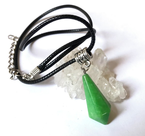 Cordão Colar com Pingente Calcedonia Verde