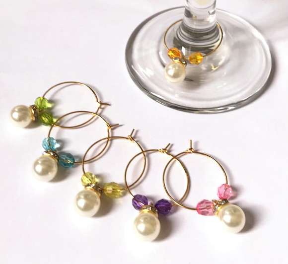 Marcadores de Taça Perolas Abs 10 mm com Strass 6 Aros