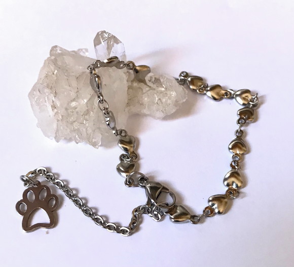 Pulseira Aço Inoxidável com Patinha - Pet / Patinha Inox