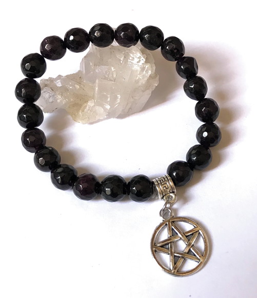 Pulseira Japamala Ametista Black 21 Contas Estrela de David