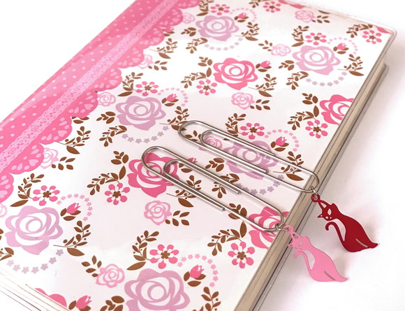 Marcador de Paginas Prateado Gatinhos Coloridos Kit com 2