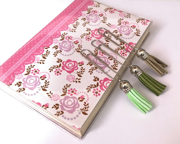 Marcador de Paginas Prateado com Mini Tassel Kit com 3