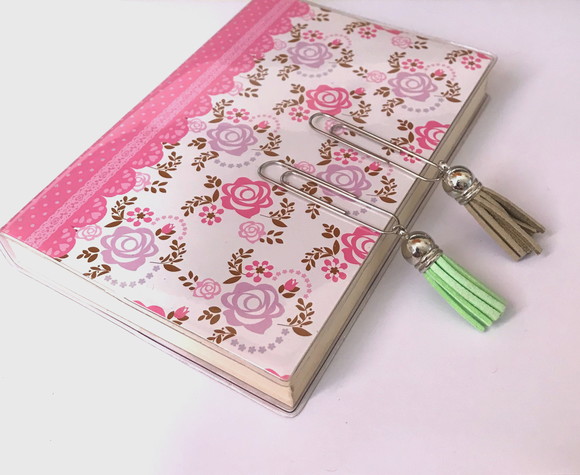 Marcador de Paginas Prateado com Mini Tassel Kit com 2