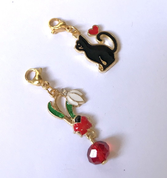Kit 2 Pingente com Gato para Colar, Pulseira, Tornozeleira