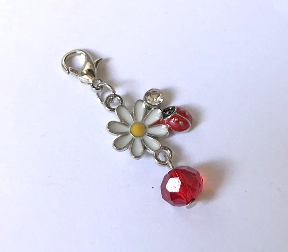 Pingente Flor e Joaninha para Colar, Pulseira, Tornozeleira