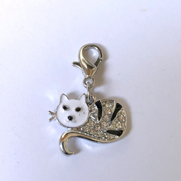 Pingente Gato com Strass para Colar, Pulseira, Tornozeleira