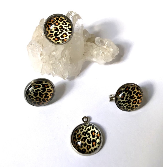 Brincos Pino e Pingente e Broche Animal Print