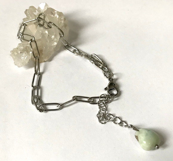 Tornozeleira de Aço Inoxidavel e Larimar