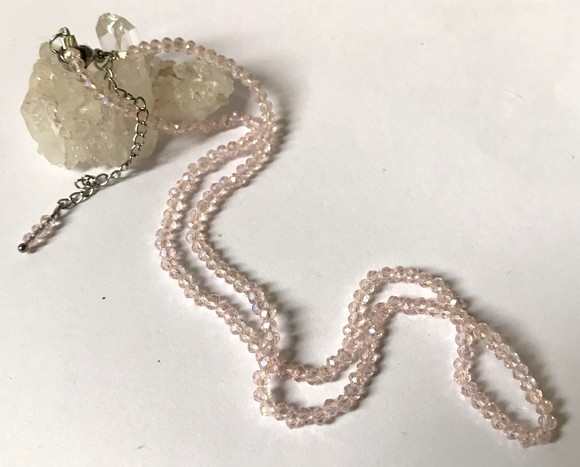 Choker Colar com Cristal Flat Rosa 3 mm e Aço Inox