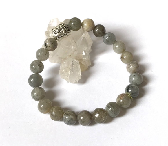 Pulseira Japamala com Labradorita 21 Contas e Buda