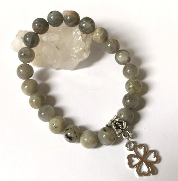 Pulseira Japamala com Labradorita 21 Contas Trevo