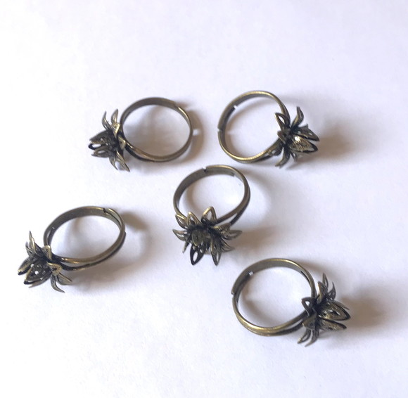 Kit com Bases para Anel Metal Bronze - Ajustável