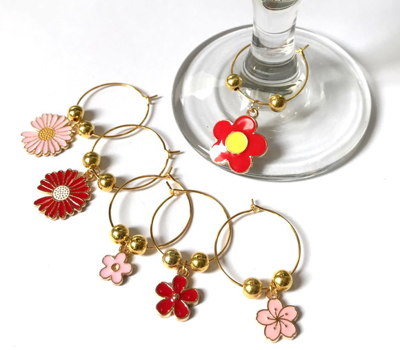 Marcadores de Taça Esmaltado - com 6 / Flores