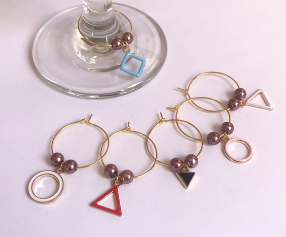 Marcadores de Taça Esmaltado - com 6 / Simbolos Geometricos - Imagem 2