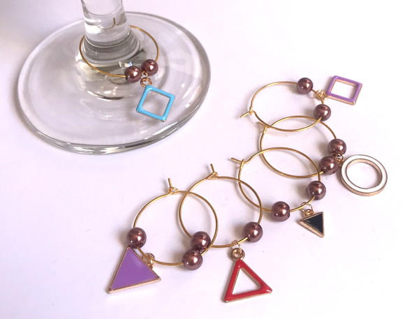Marcadores de Taça Esmaltado - com 6 / Simbolos Geometricos - Imagem 2
