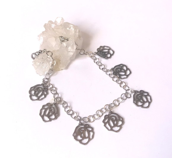 Pulseira Aço Inoxidável com Flor