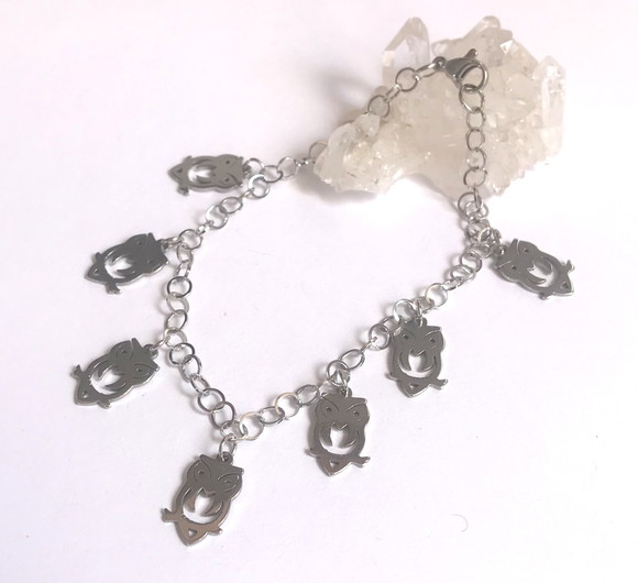 Pulseira Aço Inoxidável com Coruja - Imagem 2