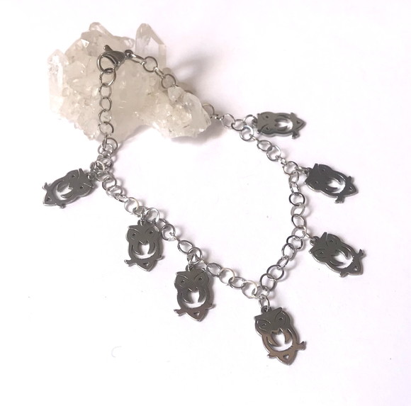 Pulseira Aço Inoxidável com Coruja