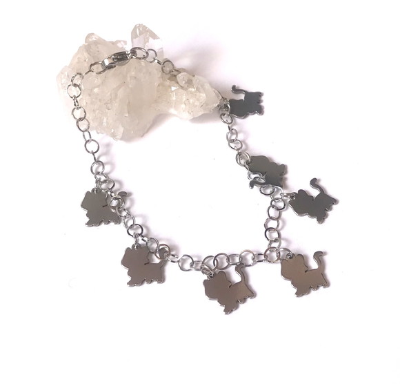 Pulseira Aço Inoxidável com Mini Gatos
