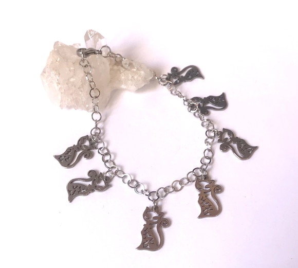 Pulseira Aço Inoxidável com Gatos