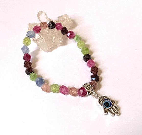 Pulseira Japamala 27 Contas Jade Facetada Mix de Cores