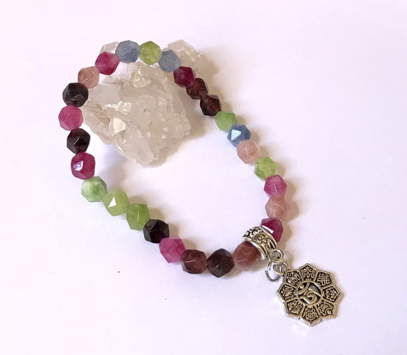 Pulseira Japamala 27 Contas Jade Facetada Mix de Cores