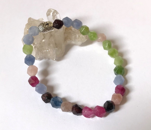 Pulseira Japamala 27 Contas Jade Facetada Mix de Cores